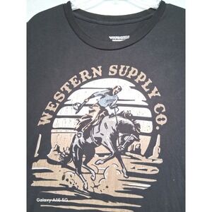 Fifthsun Men Black Tshirt Crew Neck Western Supply Size M‎